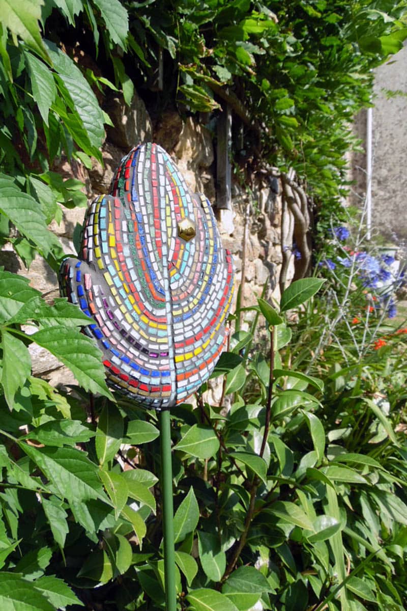garden decor feather made in mosaic