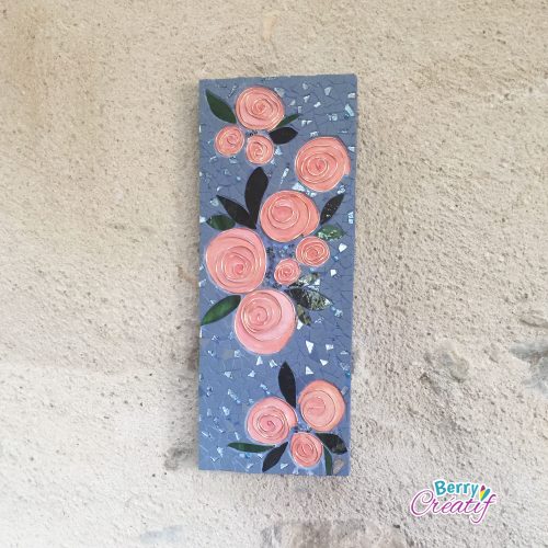 pink roses mosaic wall art