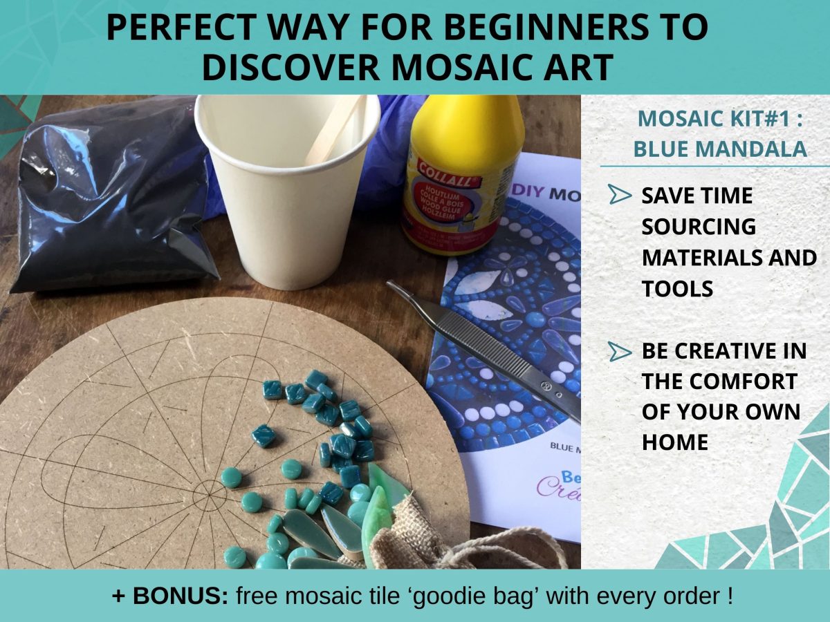 Mosaic Kit for adults | Blue Mandala - Berry Créatif Mosaics