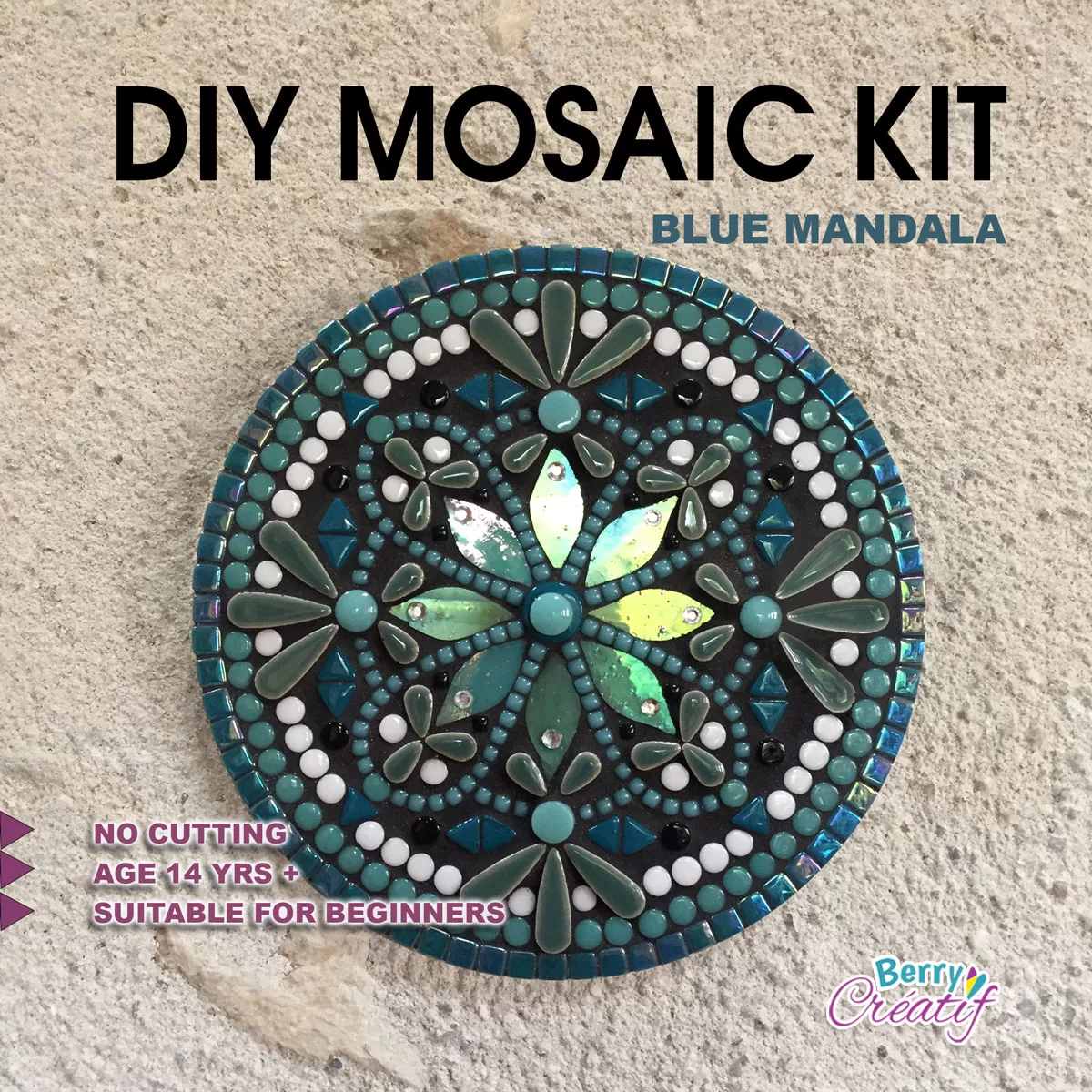 Mosaic Kit for adults  Blue Mandala - Berry Créatif Mosaics