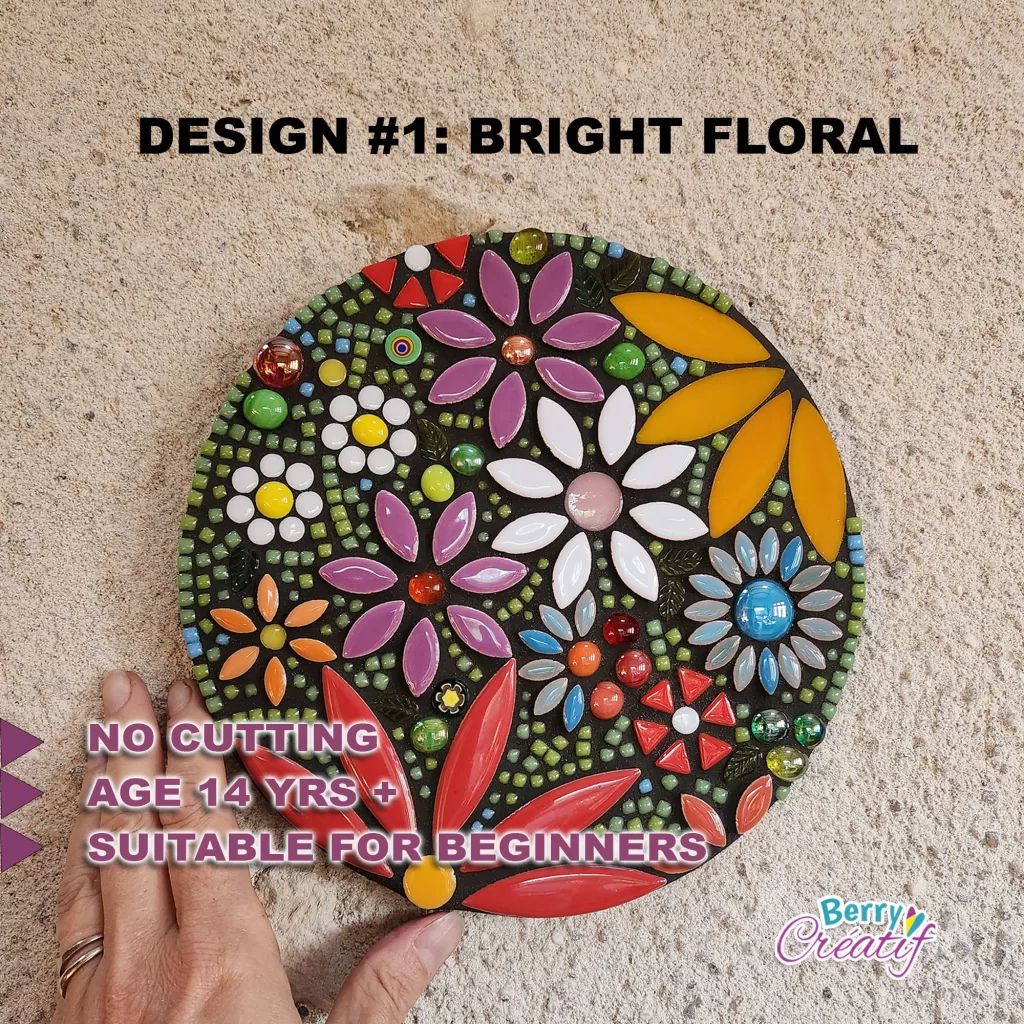 mosaic kit bright floral design by Sarah Berry