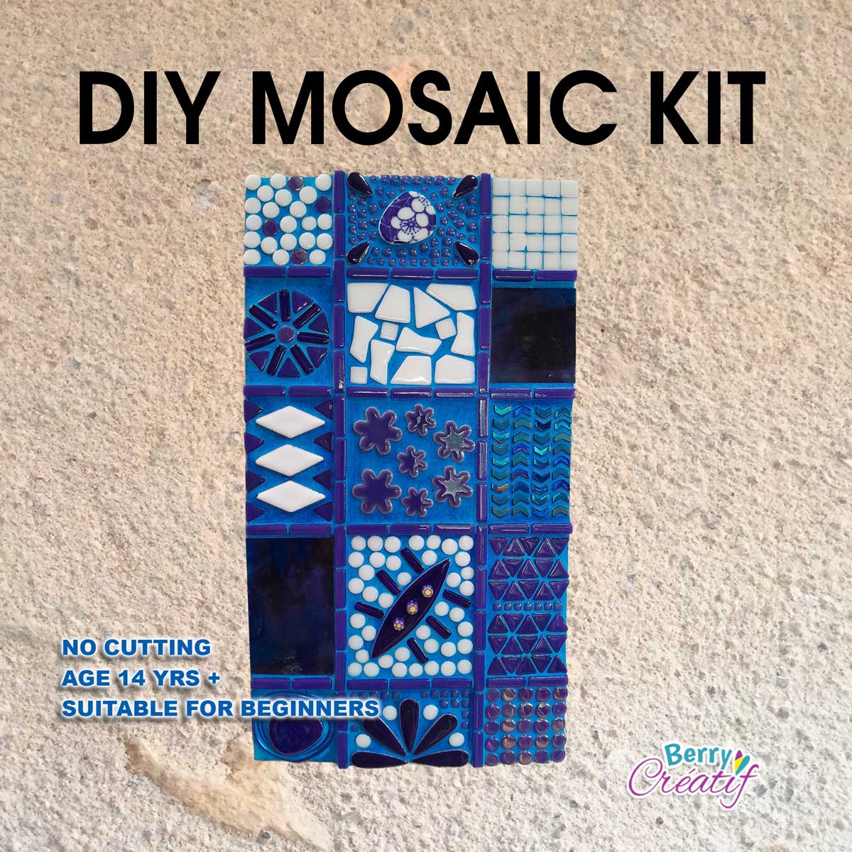 Blueberry Blue Checkered Coaster Mosaic Kit