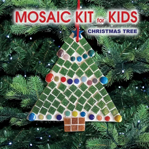 christmas kit for kids, mosaic hanging tree ornament